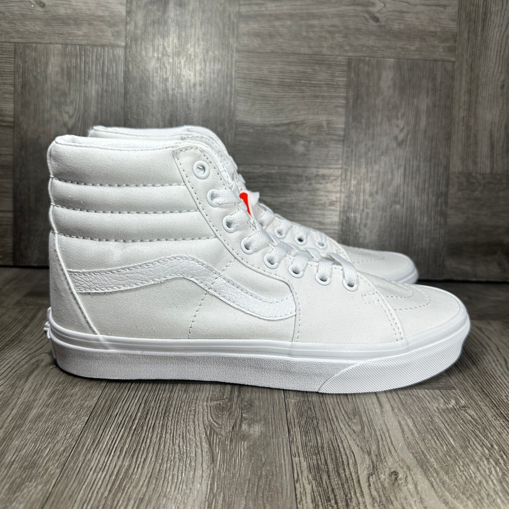 Vans Sk8-Hi High Top Women 7.5 True White Canvas Sneakers NEW 721356